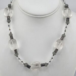 Artisan Clear Quartz Grey‎ Bead Necklace
